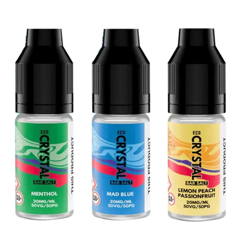 ECS Crystal Bar Salts Nic Salts 10ml E-Liquids Pack of 10