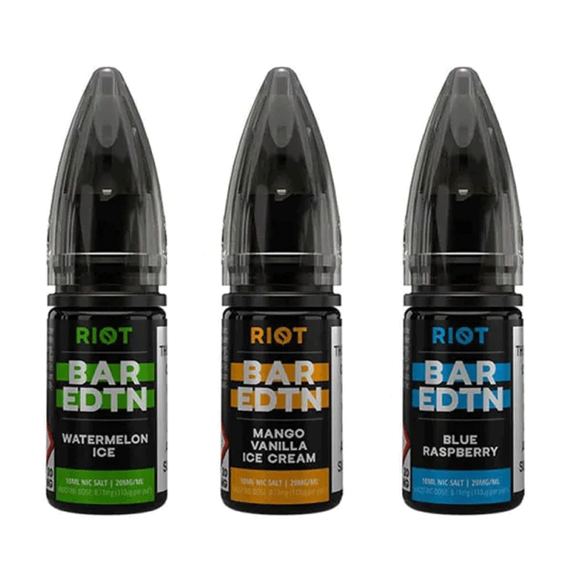 Riot Bar EDTN Nic Salts 10ml E-Liquids Pack of 10