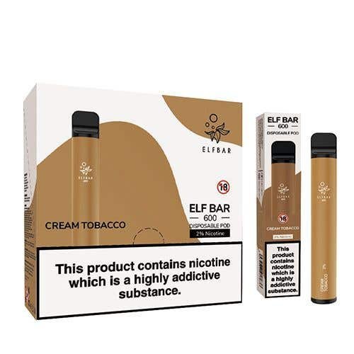Cream Tobacco Elf Bar 600 Disposable Vape 10x Multipack - 20MG - Cream Tobacco Elf Bar 600 Disposable Vape 10x Multipack - 20MG - Vape Fast UK