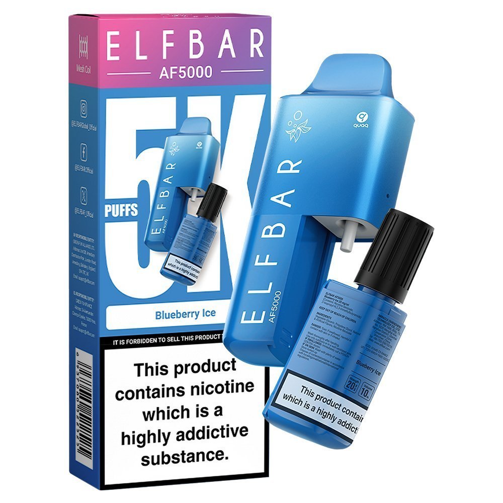 Elfbar AF5000 Puffs Disposable Vape Pod Kit - Elfbar AF5000 Puffs Disposable Vape Pod Kit - Wolfvapes.co.uk - Blueberry Ice - Vape Fast UK