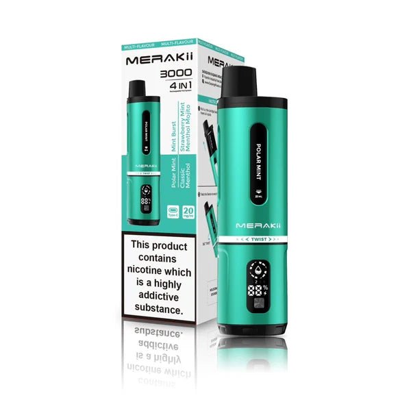 Merakii 3000 Disposable Vape 4 in 1 Pod System Kit - Box of 5 - Merakii 3000 Disposable Vape 4 in 1 Pod System Kit - Box of 5 - Vape Fast UK