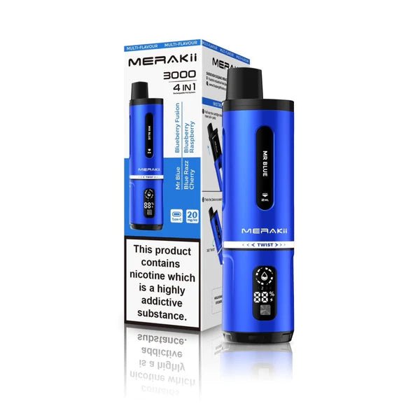 Merakii 3000 Disposable Vape 4 in 1 Pod System Kit - Box of 5 - Merakii 3000 Disposable Vape 4 in 1 Pod System Kit - Box of 5 - Vape Fast UK