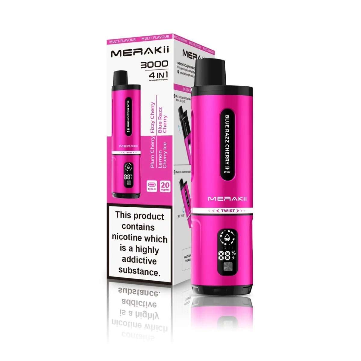 Merakii 3000 Disposable Vape 4 in 1 Pod System Kit - Box of 5 - Merakii 3000 Disposable Vape 4 in 1 Pod System Kit - Box of 5 - Vape Fast UK