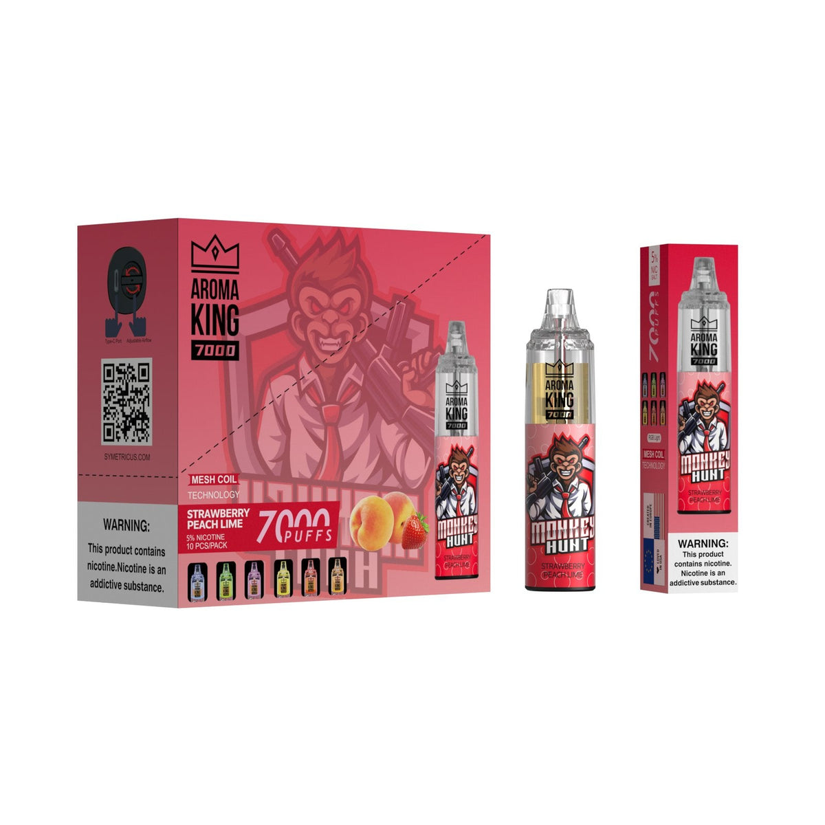 Strawberry Peach Lime Aroma King 7000 Disposable Vape 10x Multipack - Strawberry Peach Lime Aroma King 7000 Disposable Vape 10x Multipack - Vape Fast UK
