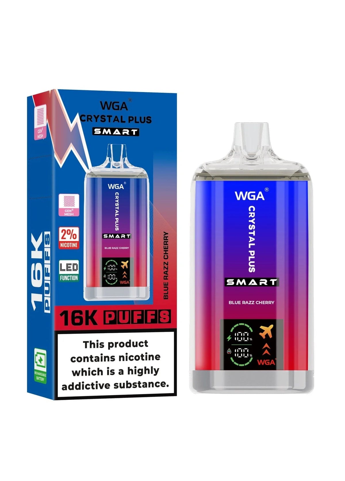 WGA Crystal Plus Smart 16000 + Puffs Disposable Vape - Box of 10 - WGA Crystal Plus Smart 16000 + Puffs Disposable Vape - Box of 10 - Vape Fast UK