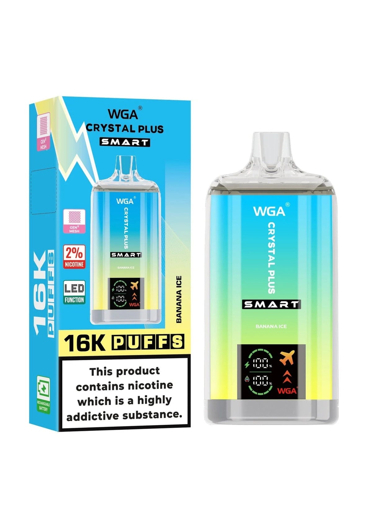 WGA Crystal Plus Smart 16000 + Puffs Disposable Vape - Box of 10 - WGA Crystal Plus Smart 16000 + Puffs Disposable Vape - Box of 10 - Vape Fast UK