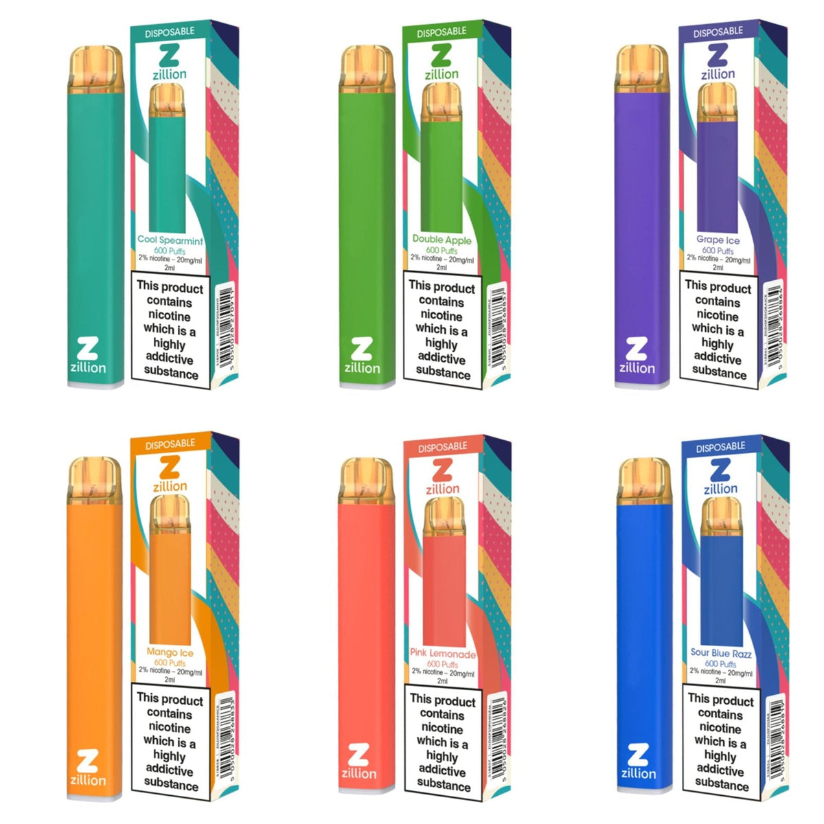 Zillion 600 Disposable Vape 10x Multipack - 20MG - Zillion 600 Disposable Vape 10x Multipack - 20MG - Vape Fast UK